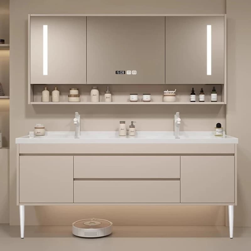 Armadietto portaoggetti funzionale per bagno Organizzatore Lavandino Cassetto in legno Specchio Armadio Meuble Salle De Bain Design di mobili per la casa