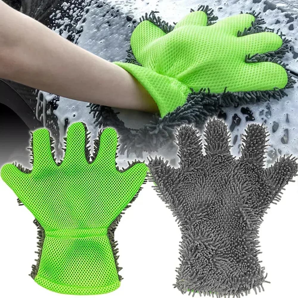 5-Finger Soft Car Washing Gloves Cleaning Brush for Car and Motorbike Washing Drying Towels Car Styling