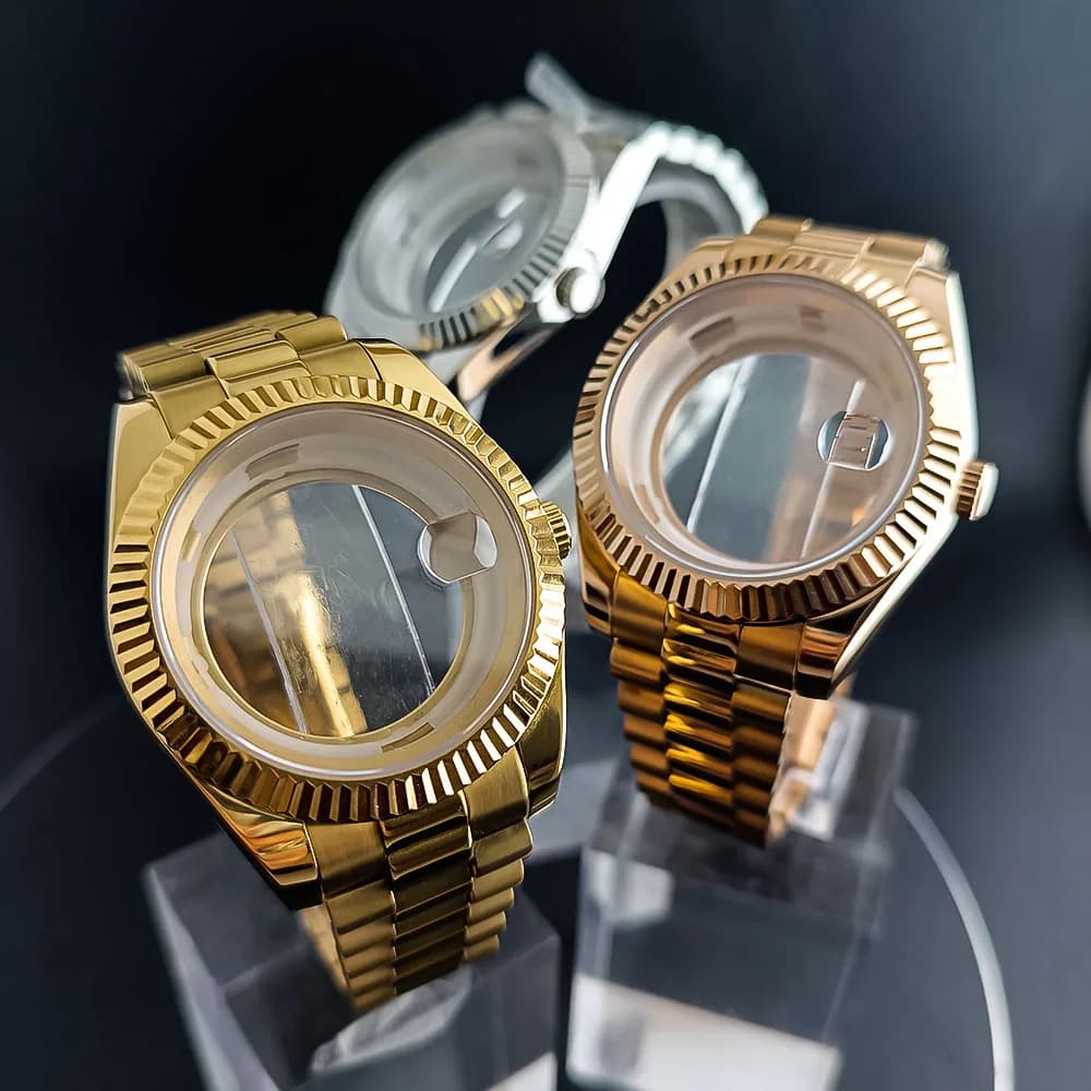 40mm Sapphire Glass For Men Watch Case Fit Miyota 8215 8285 DG2813 Movement Waterproof Jub President Stainless Strap 31mm Dial