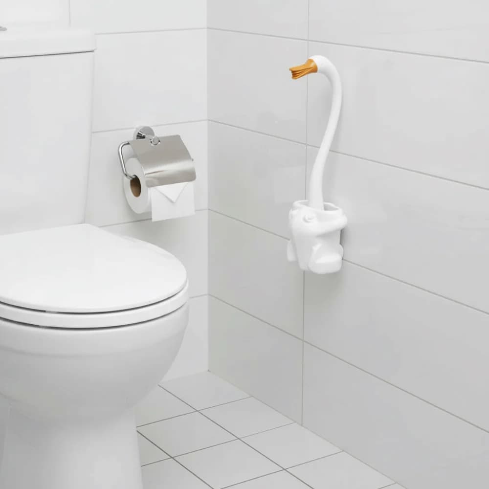 Spazzola per WC a Manico Lungo a Forma di Animale, Colore Nero, Materiale Igienico, Dimensioni Compatte, Spazzola per Pulizia del Bagno