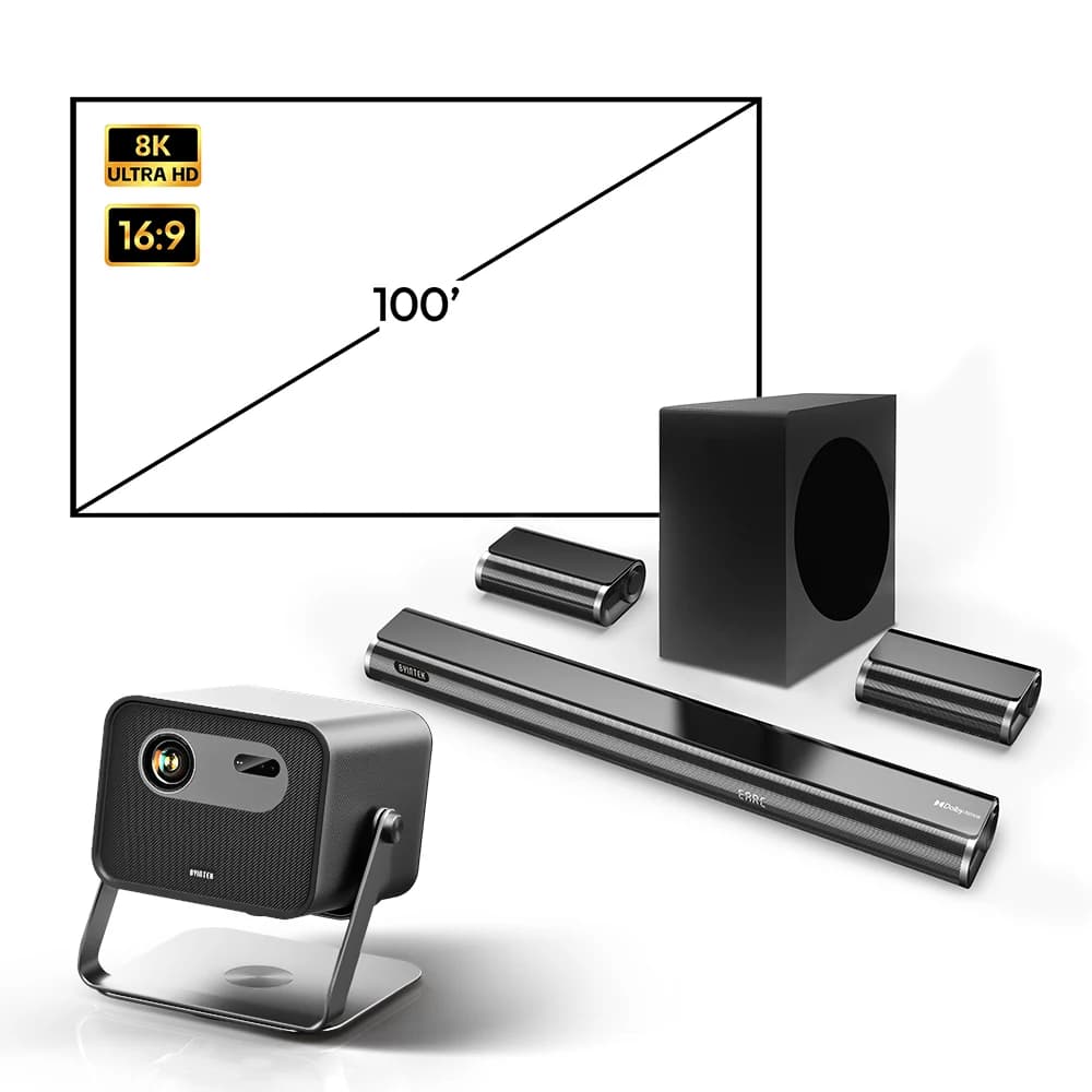 Pacchetto proiettore Home Theater BYINTEK, proiettore 4K 1080P da 2200 lumen Ansi con 100 schermi e film all'aperto Soundo