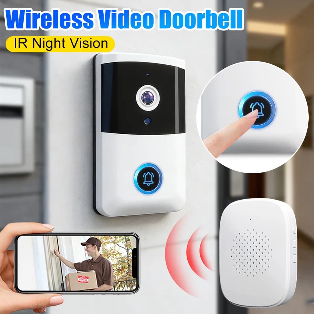 WiFi Wireless Video Doorbell IR Night Vision Smart Door Bell Two-way Audio Home Door Bell for Home Alarm System