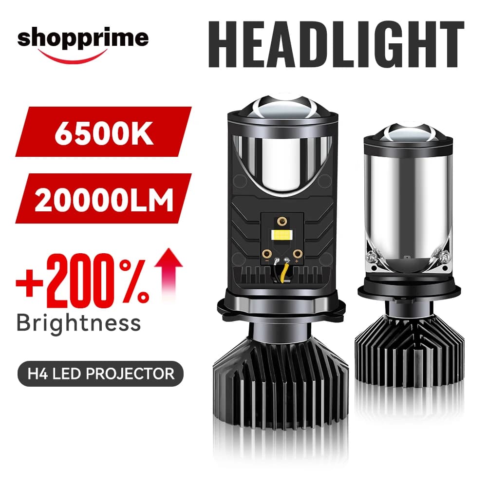 Y6 H4 Lampadine per fari per proiettori a LED 90W Lente Bi LED con ventola di raffreddamento Mini lente per proiettore H4 Lampadina per fari ad alto carico per automobili 6000K 12V