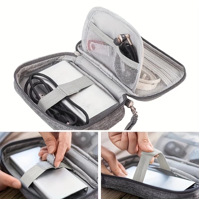Borse portaoggetti da viaggio per cavo organizzatore di elettronica portatile per caricabatterie Power Bank, custodia per accessori elettronici con cerniera