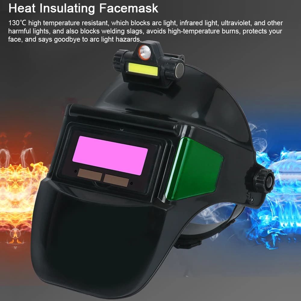 Welding face mask for PC with automatic adjustment large face mask view for real welding 130 °C automatic darkening face mask resistant to high temperatures