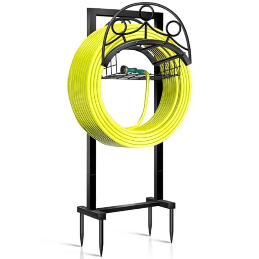 Support for Removable Garden Pipe, Water Tube Door Metal Pipe Holder for 160 Feet Pipes, Hanger Rastrellier with Support