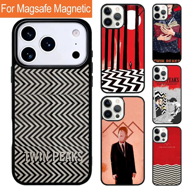 Custodia per telefono con ricarica wireless magnetica Twin Peaks per iPhone 17 Pro 16 15 13 12 11 Pro Max Air 14 Plus con cover MagSafe