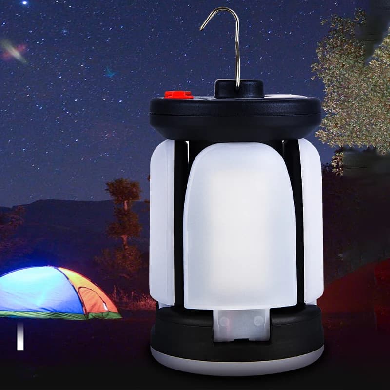Nuova Luce di Emergenza Solare Ricaricabile, Lampada da Campeggio a Lunga Durata della Batteria, Dimmerabile a Sei Livelli, Pieghevole a Tre/Quattro Pagine