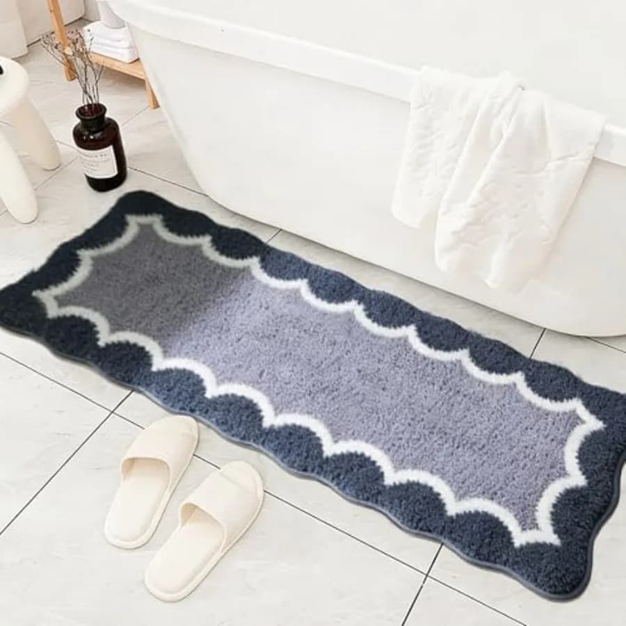 Tappetini da Bagno Ondulati Antiscivolo, Assorbenti e ad Asciugatura Rapida, in Microfibra per Pavimento del Bagno e Doccia
