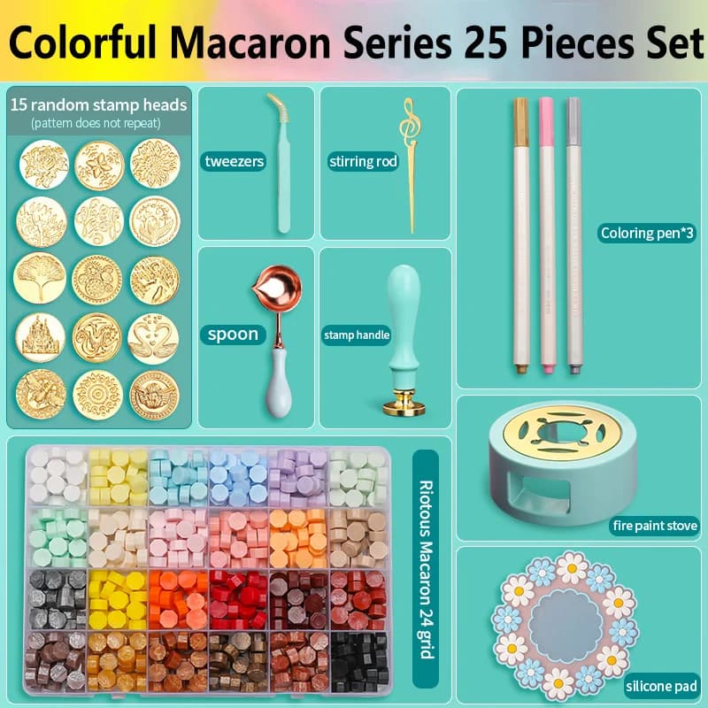 17/22/25pcs/Set Wax Seal Stamp Set Lacquered Stamp Sealing Wax Kit DIY Craft Supplies Scrapbooking Wedding Invitation Decorative