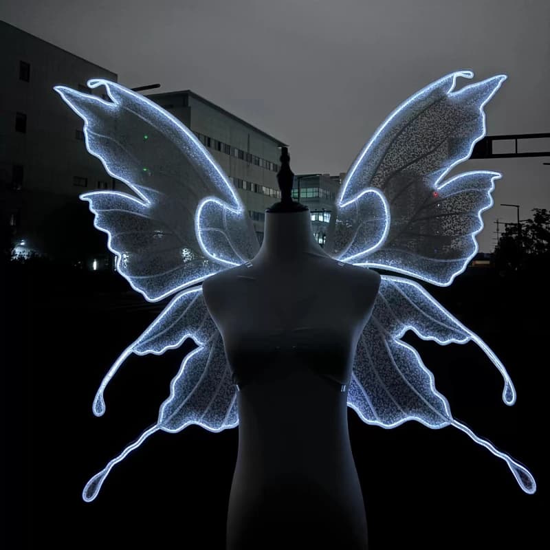 Ali di Fata Motorizzate Luminose a LED, Accessorio per Costume Elettrico, Farfalla Luminosa per Bar e Servizi Fotografici