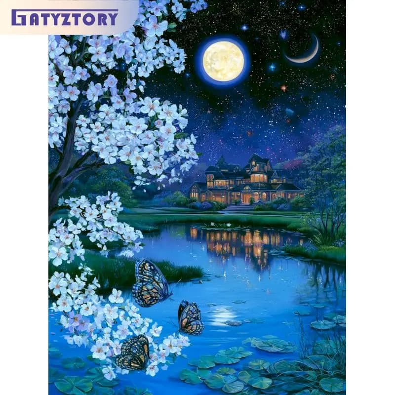GATYZTORY Paint By Number Landsape DIY Oil Painting By Numbers Art Pictures Kits Drawing Canvas HandPainted Gift Home Decor