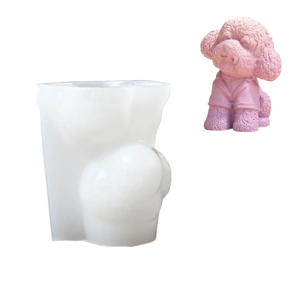 Stampo in silicone 3D a forma di cane simpatico, stampo per cubetti di ghiaccio a forma di gatto seduto simulato, stampo antiaderente fatto a mano per budino, facile da sformare