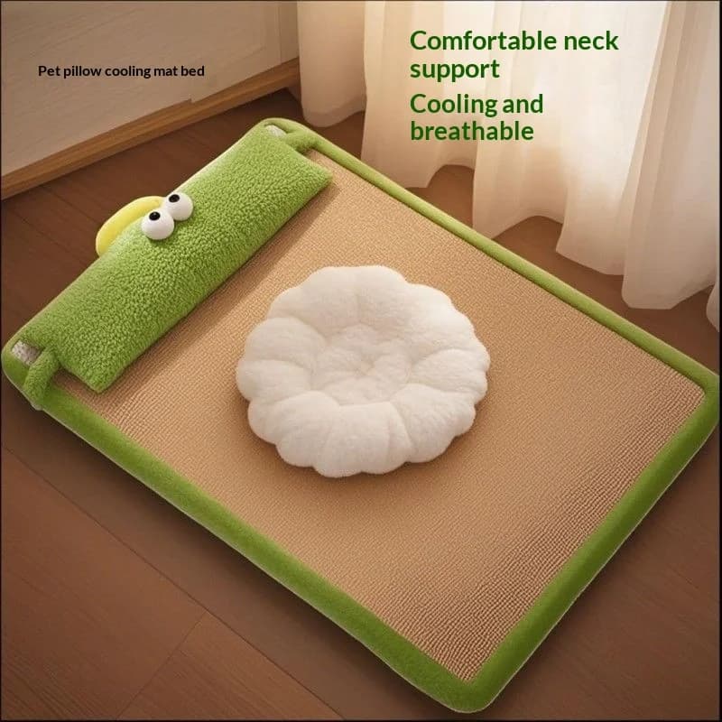 Summer Cooling Dog Cat Mat, Washable Removable Pet Bed Pad, Anti-Heat Floor Mat for Small Dogs Cats, Breathable for Indoor Use