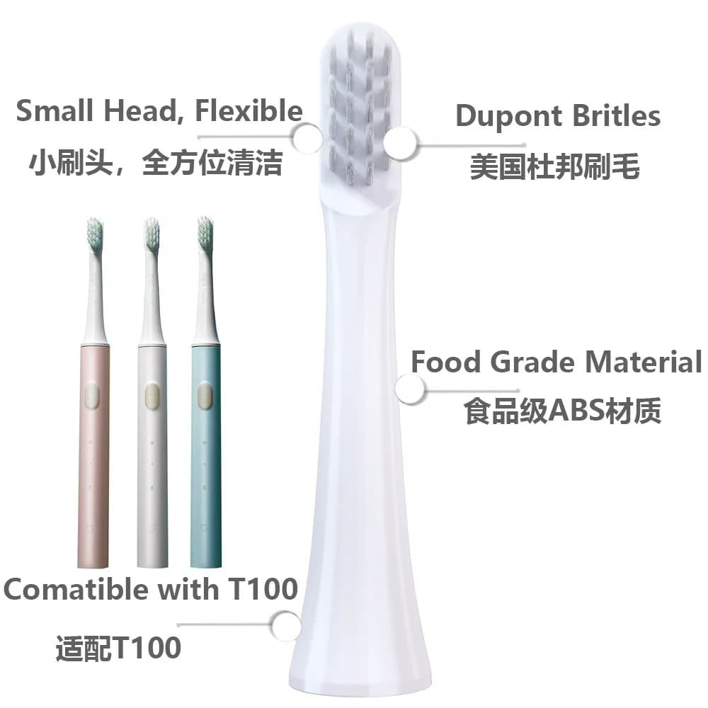 4 toothbrush heads are suitable for Mijia T100 electric toothbrush replacement head, soft bristles cleaning for T100 sonic toothbrush