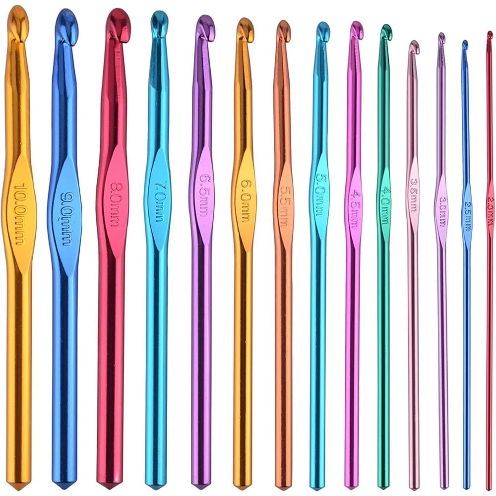 14 pezzi uncinetti in alluminio multicolore ferri da maglia filato artigianale 2-10mm manico ergonomico in alluminio uncinetto