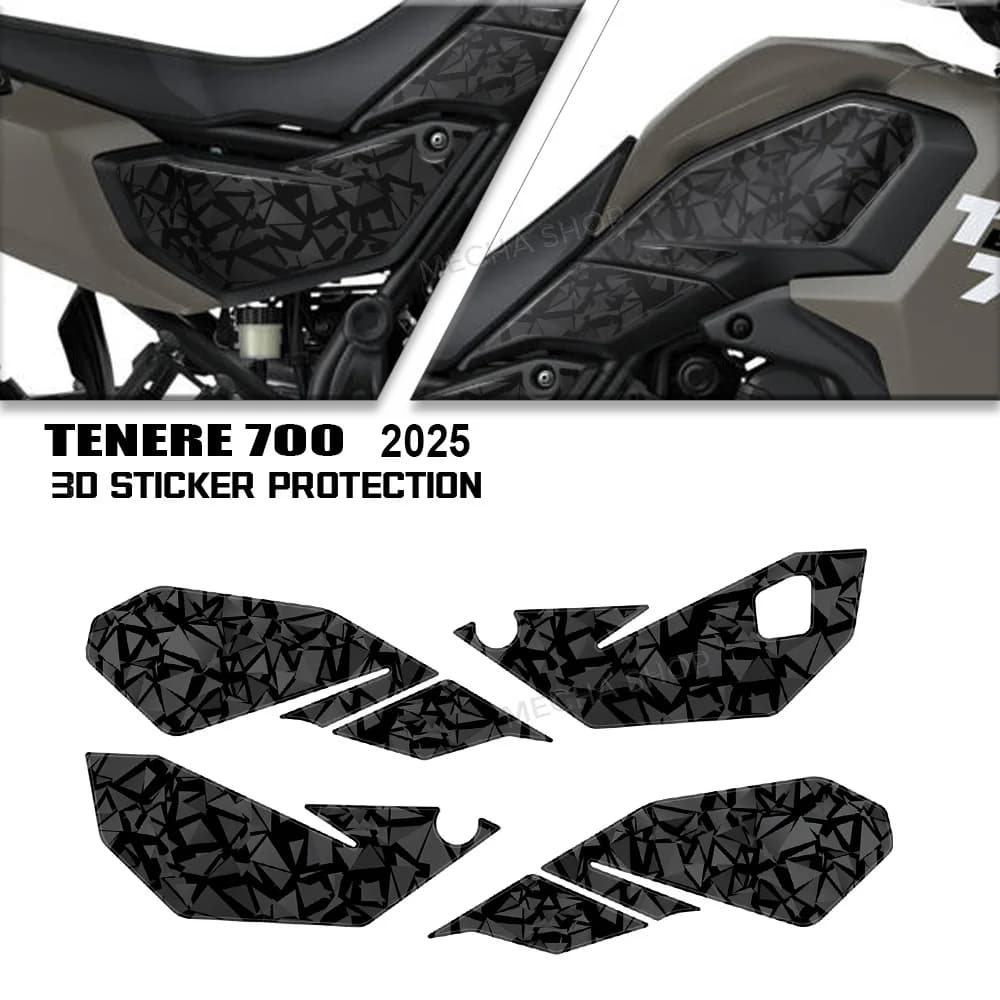 Per Tenere 700 2025 Adesivi Accessori Moto Serbatoio Carburante Lato Ginocchio Trazione Pad Kit di Protezione Adesivi In Resina 3D Rilievo del Carro Armato