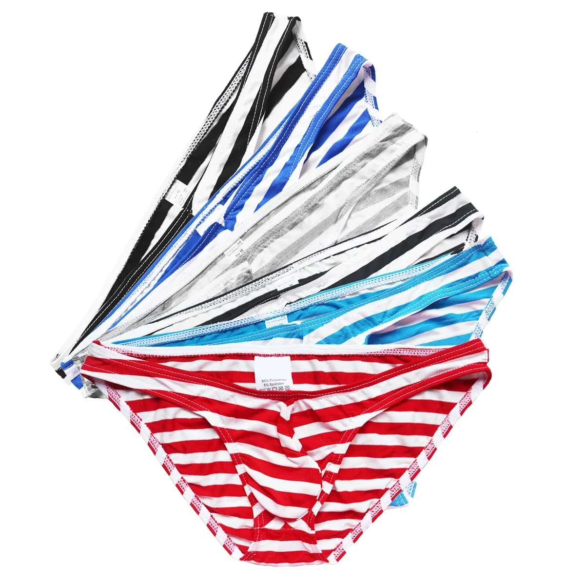1/6PCS Men's Underwear Briefs Striped Printed Breathable Low Waist Sexy Male Panties U Bulge Pouch Comfortable Soft Underpants