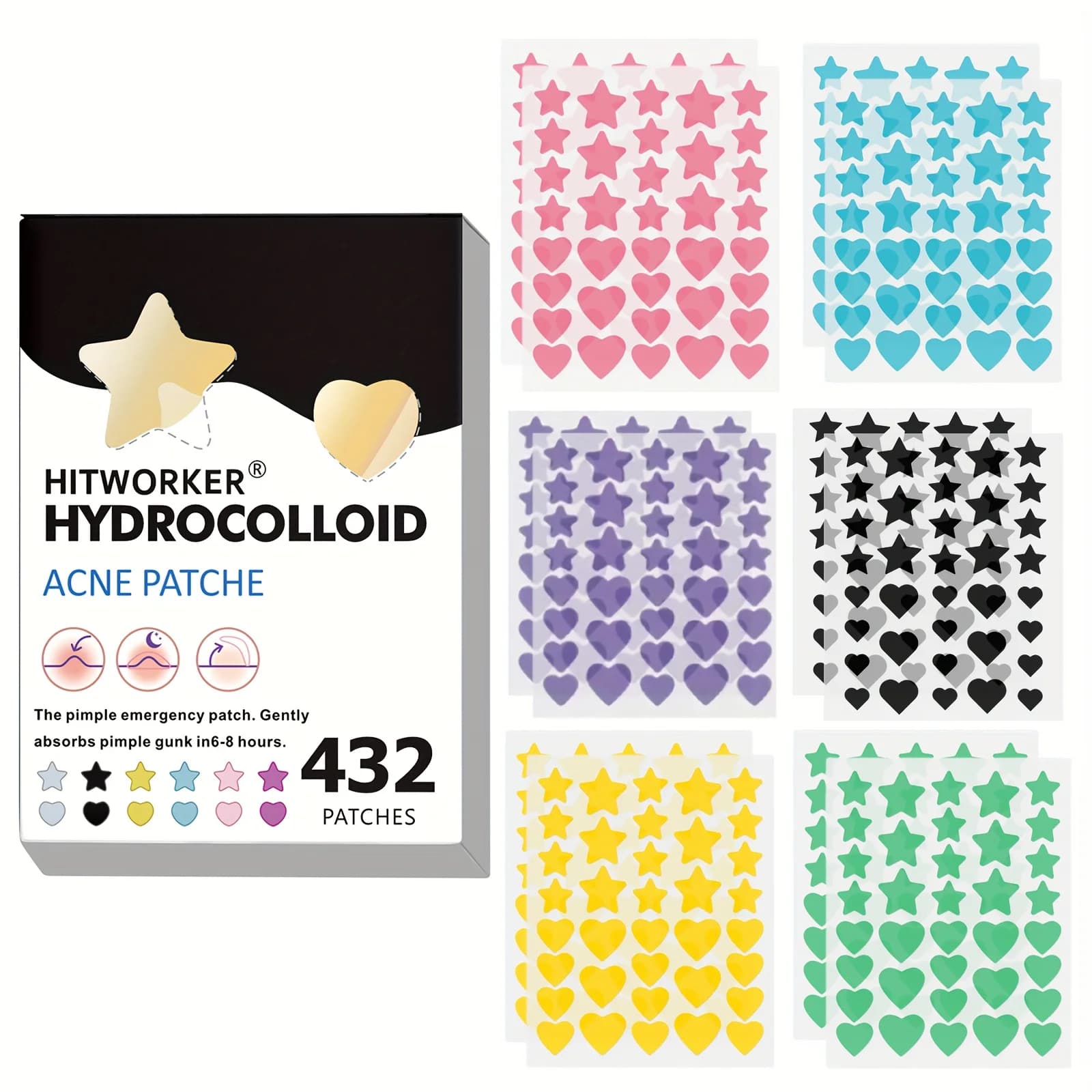 432 Colorful mice for PE pimples Wall decal for cute star-shaped pimple cover Toppa for invisible pimple removal