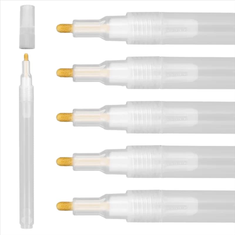 Acrylic Paint Markers, 6 Pcs Empty Paint Touch Up Pen, Refillable Round Tilted Flat Head Refills
