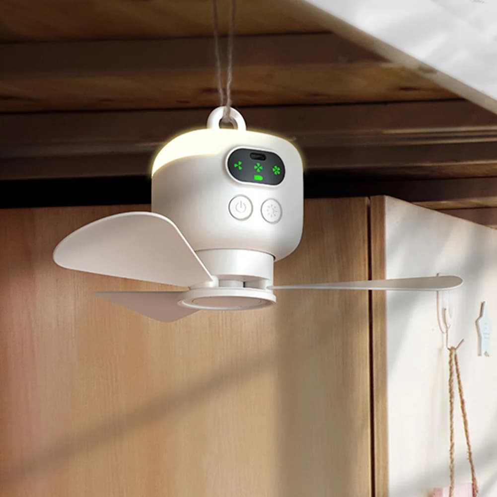 Portable Wireless Ceiling Fan Light Rechargeable Tent Fan with Remote Control Outdoor Fan for Outdoor Camping