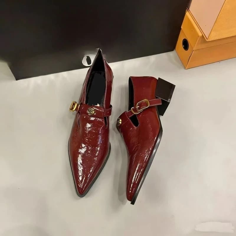 Flat-bottomed Thick-soled Pointed-toe Buckle Low-cut Stylish Versatile Comfortable Anti-slip Breathable Women's Single Shoes