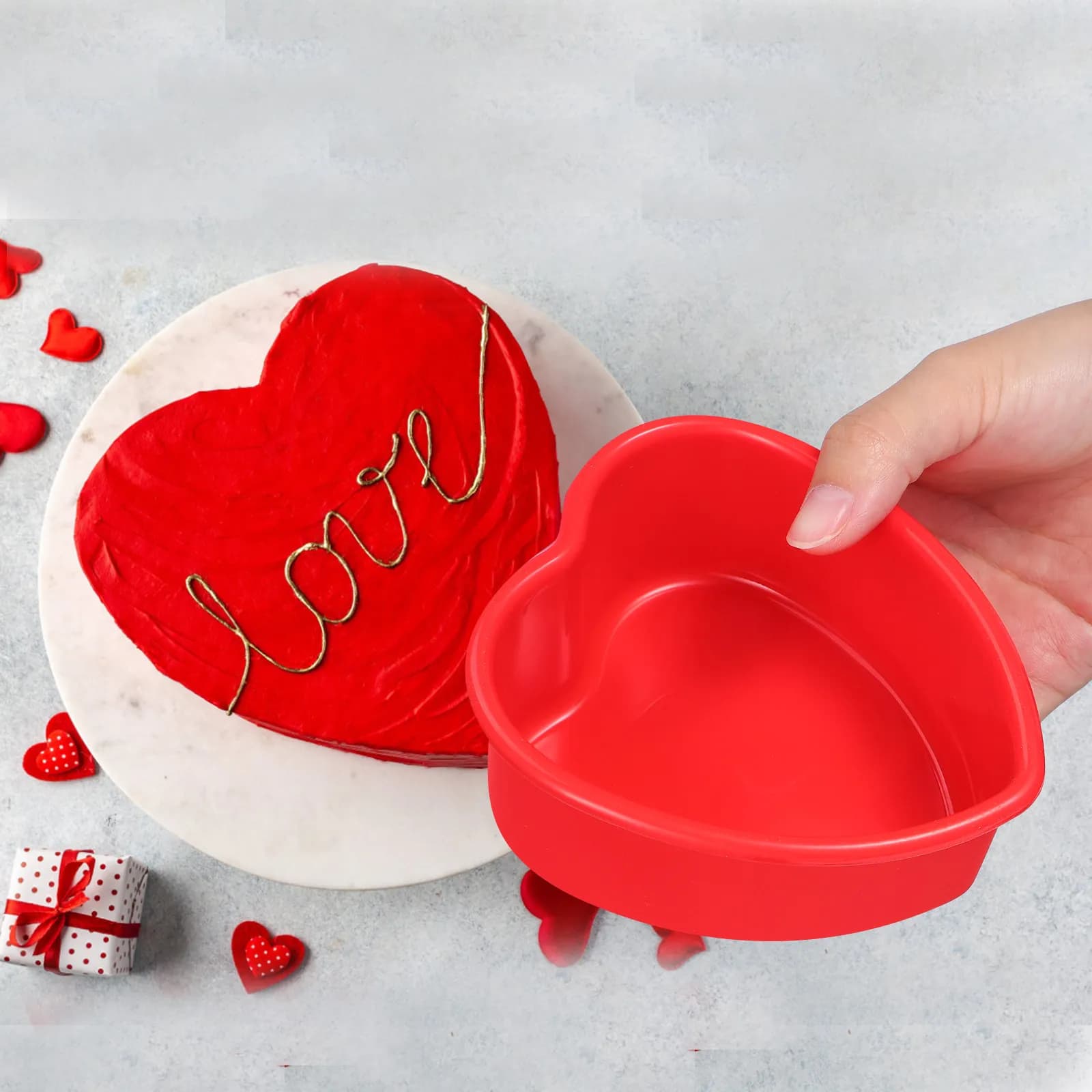 4Pcs Silicone Heart Cake Molds Mini Baking Pans Oven Microwave Air Fryer Freezer Safe Creative Romantic Design for Home Cafe