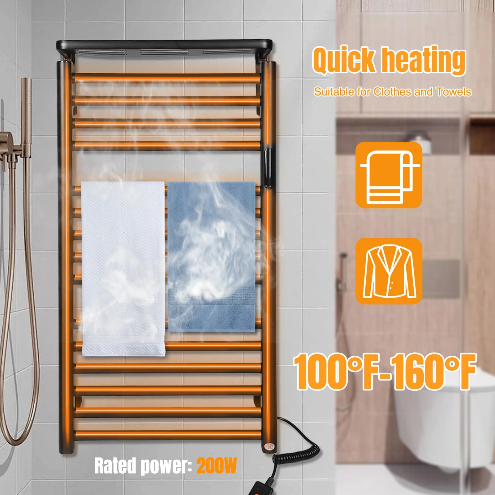 Porta asciugamani a 15 barre con timer e controllo della temperatura Porta panno riscaldante IP56 impermeabile per piscina familiare