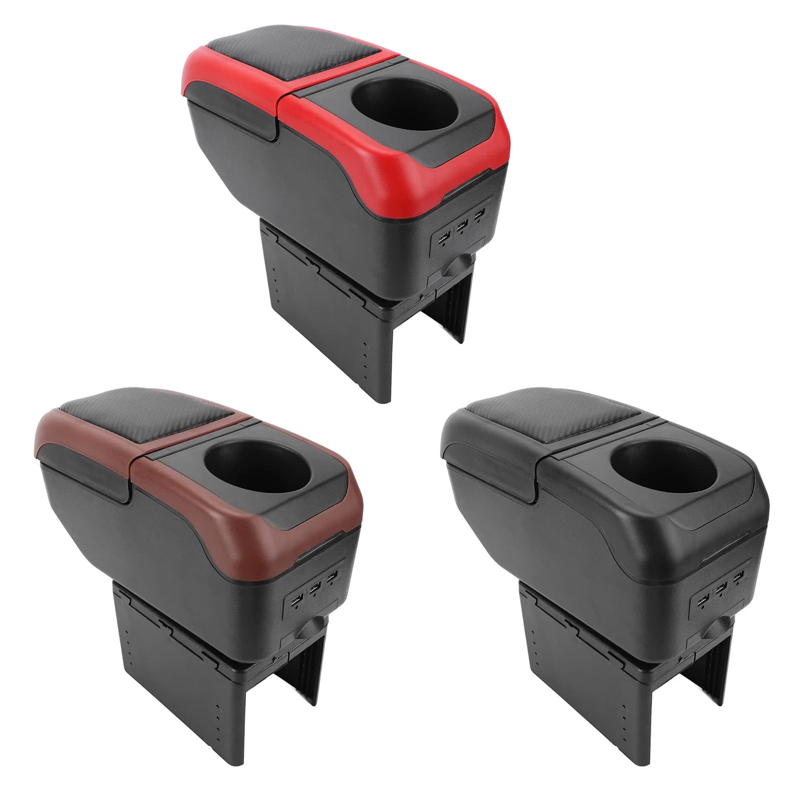 Scatola bracciolo universale per auto con 6 porte di ricarica USB Organizzatore console bracciolo per auto a doppio strato per accessori auto camion SUV