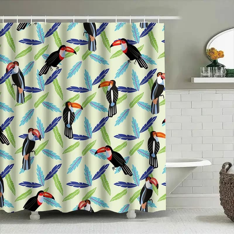 Tenda da doccia moderna con motivo floreale Bluebird, decorazione per il bagno, per la camera dei bambini, cucina, tessuto impermeabile personalizzato con ganci