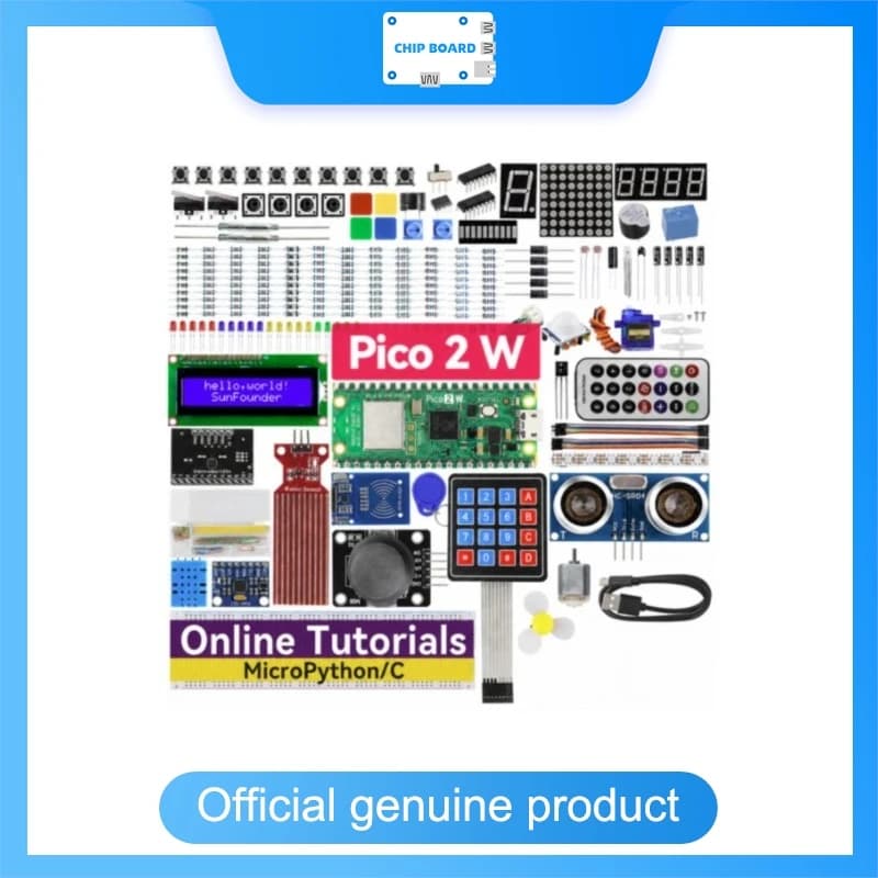 SunFounder Raspberry Pi Pico 2 W Ultimate Starter Kit, 110+ Online Courses, 96 Projects, MicroPython & C++ Support