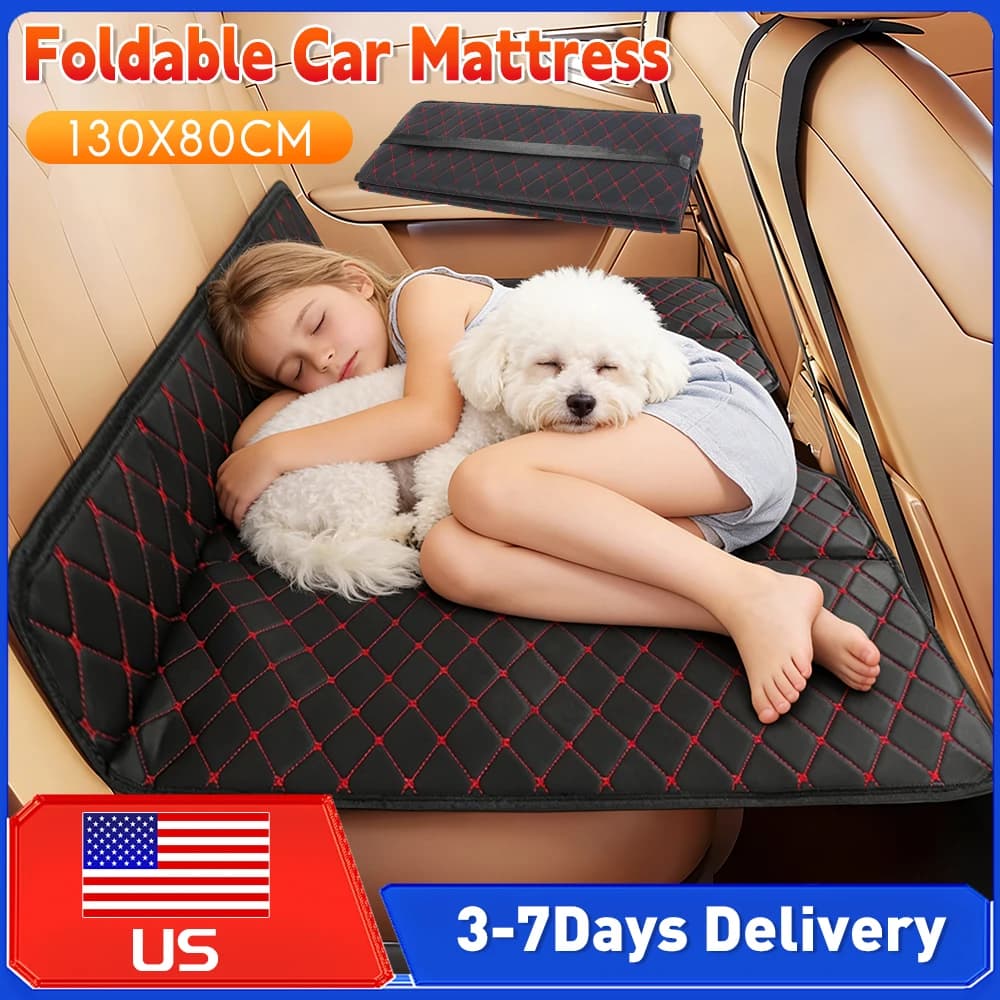 Materasso Portatile per Sedile Posteriore Auto, Non Gonfiabile, in Pelle PU, Materasso da Viaggio Pieghevole Universale per Berlina, SUV, Camion