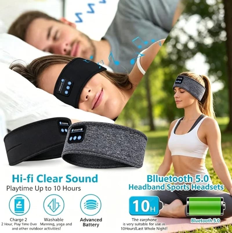 Nuove Cuffie Wireless 2026: Fascia Elastica per Dormire con Auricolari Integrati e Maschera per Occhi Bluetooth
