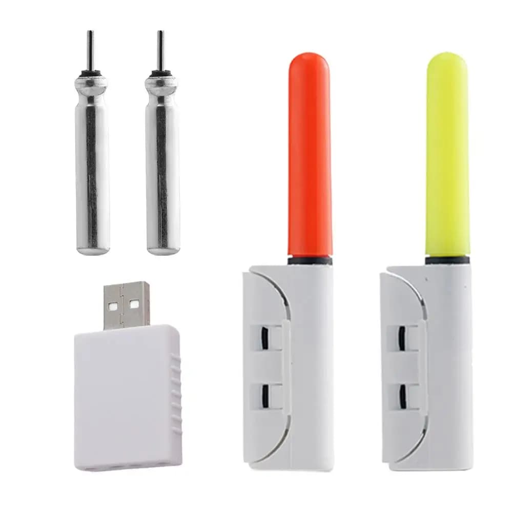 LED Night Fishing Light Clip On Rod Tip Luminous Glow Stick USB Rechargeable Battery Charger Set For CR425 CR322 Tackle