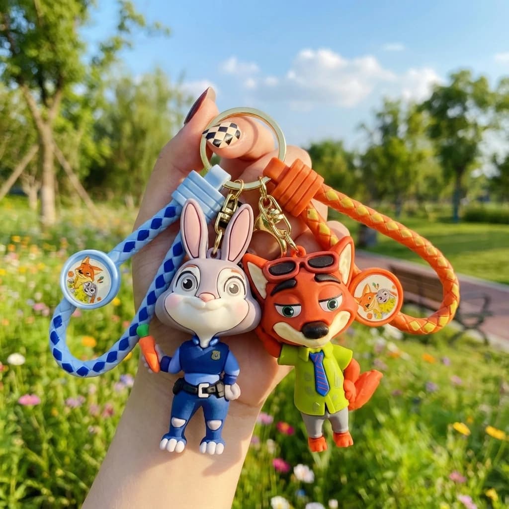 Keyring Nick Wilde and Judy Hopps by Zootopia, Keyring for Couples, Keyring for Auto, Pendant for Backpack, Gift for You, Gift for Him