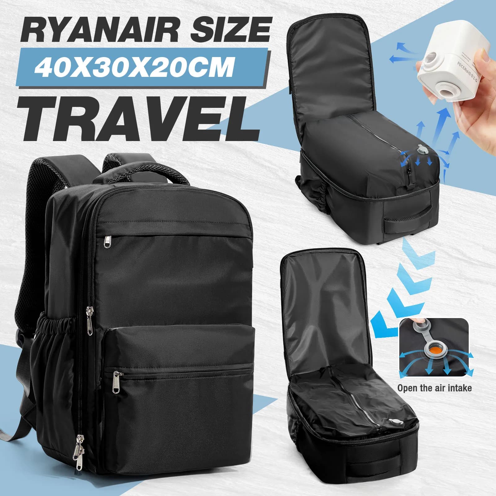 Borsa per il trasporto sottovuoto, Zaino sottovuoto, WizAir EasyJet Ryanair 40x30x20 Zaino da viaggio Borse da cabina Donna Uomo Borsa per laptop Bagaglio a mano