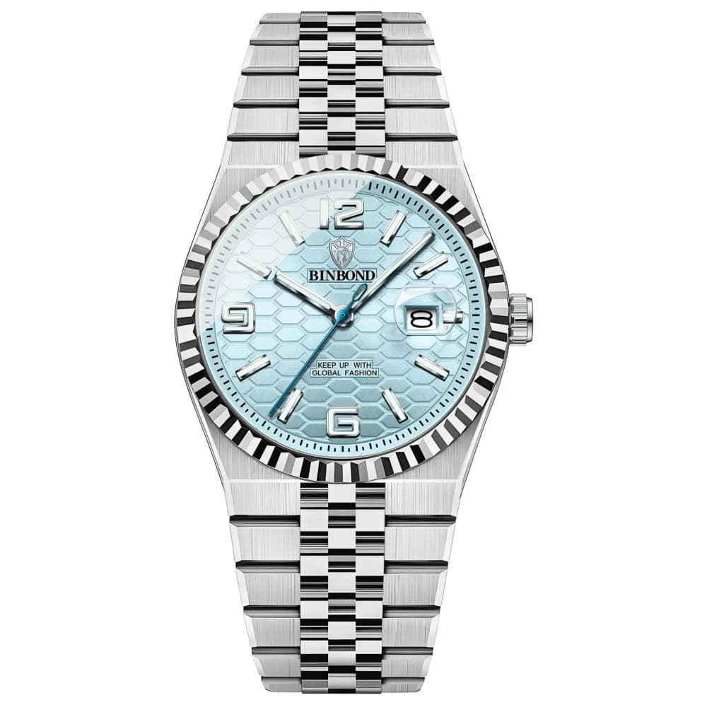 BINBOND Men's Quartz Watch Stainless Steel Wrist Watch with Waterproof LED Light Waterproof Classic Style For Men