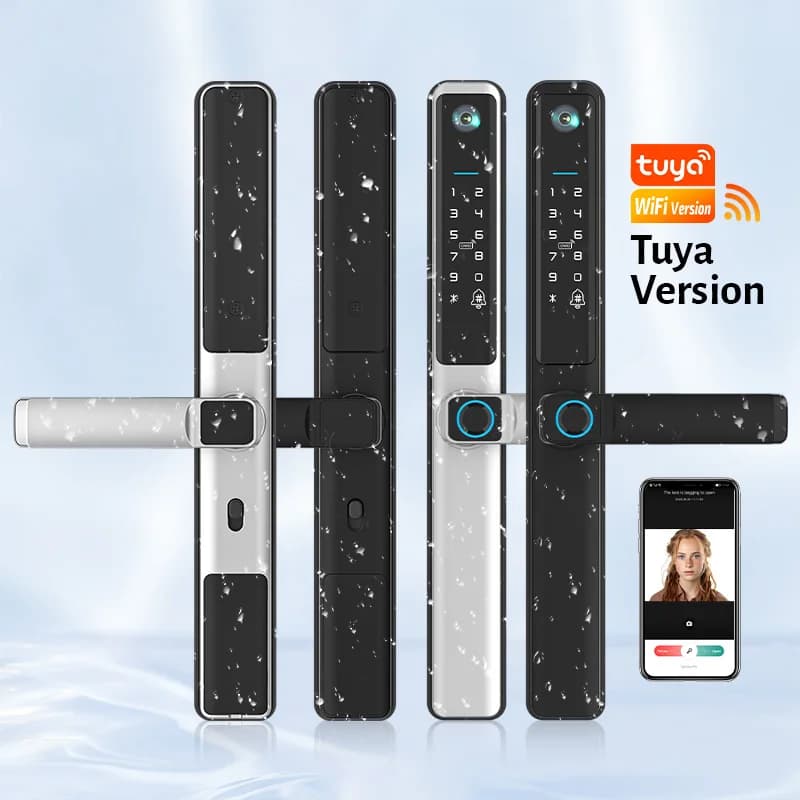 Tuya wifi slim smart lock con fotocamera per porte scorrevoli in vetro alluminio impermeabile biometrico impronte digitali serrature elettroniche in vetro