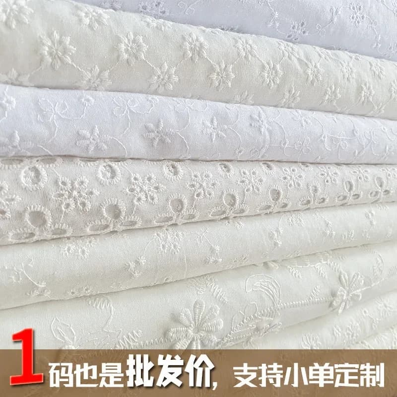 3YardsX130cm Double-sided Embroidery Cotton Yarn Cotton Thread Hollowed Base Out Fabric Embroidered Fabric Dress Mater