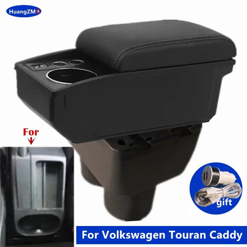 Per Volkswagen VW Touran Caddy scatola bracciolo per auto scatola portaoggetti centrale a doppio strato portabicchieri accessori per auto retrofit dedicati
