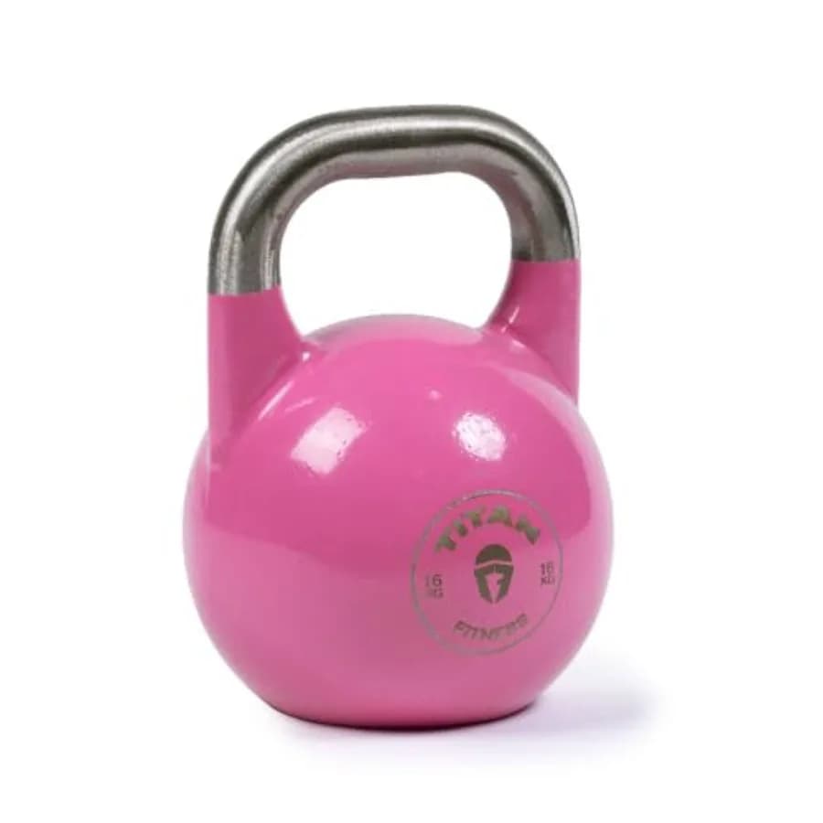Kettlebell da Competizione per Allenamento Completo del Corpo, Pezzo Unico, Marcature in KG, Nero con Finitura Cromata, Impugnatura Ultra-Resistente