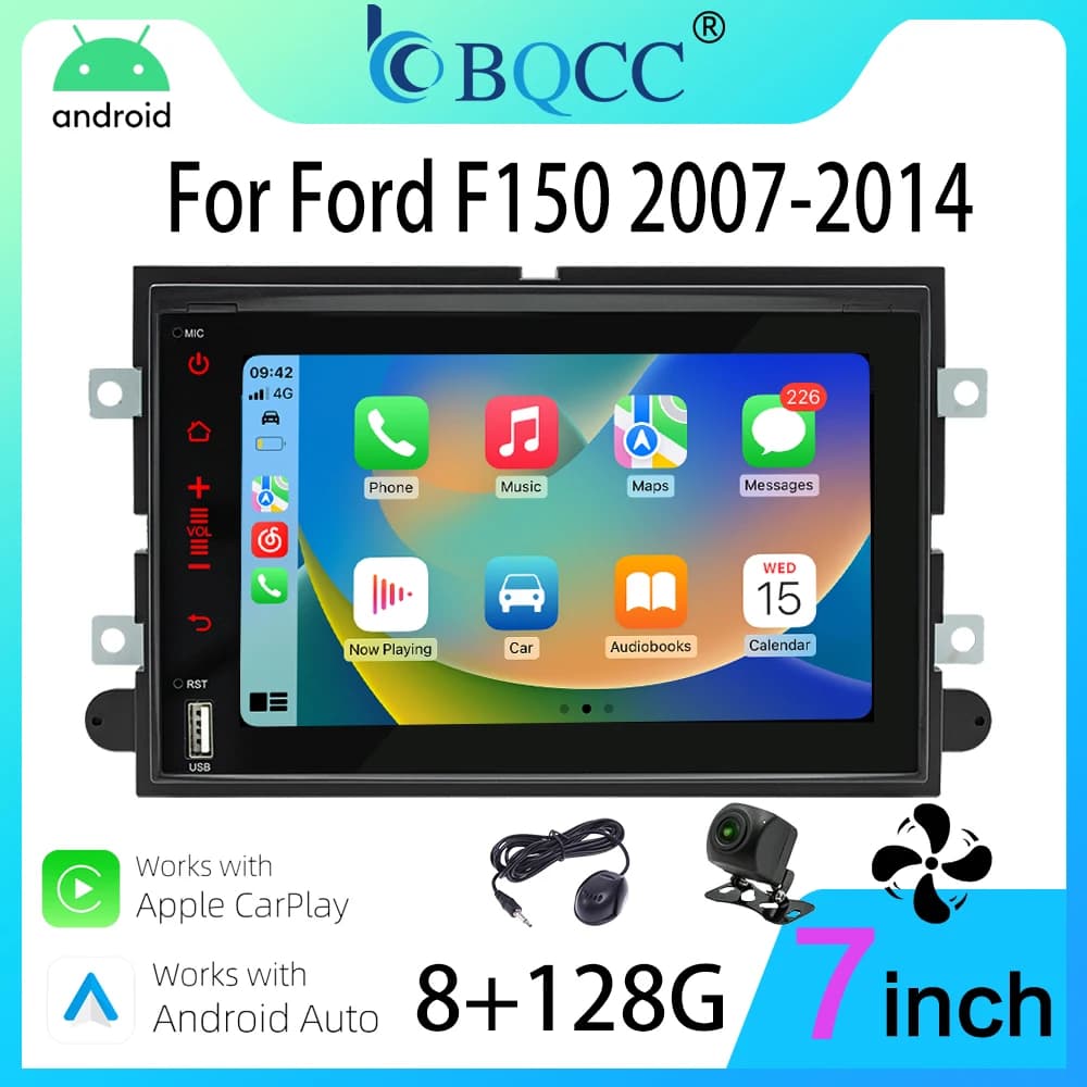 Autoradio BQCC 7 pollici 2Din Android 15 con GPS, WIFI, 4G, RDS per Ford F150 2007-2014, Expedition EL/MAX, F250, F350