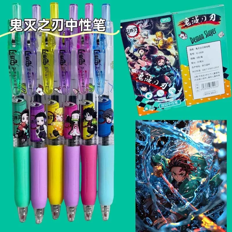 Penna Gel Creativa con Personaggi del Cartone Animato Demon Slayer, Tanjiro Kamado e Nezuko, Penna Gel da 0,5mm per Studenti ed Esami