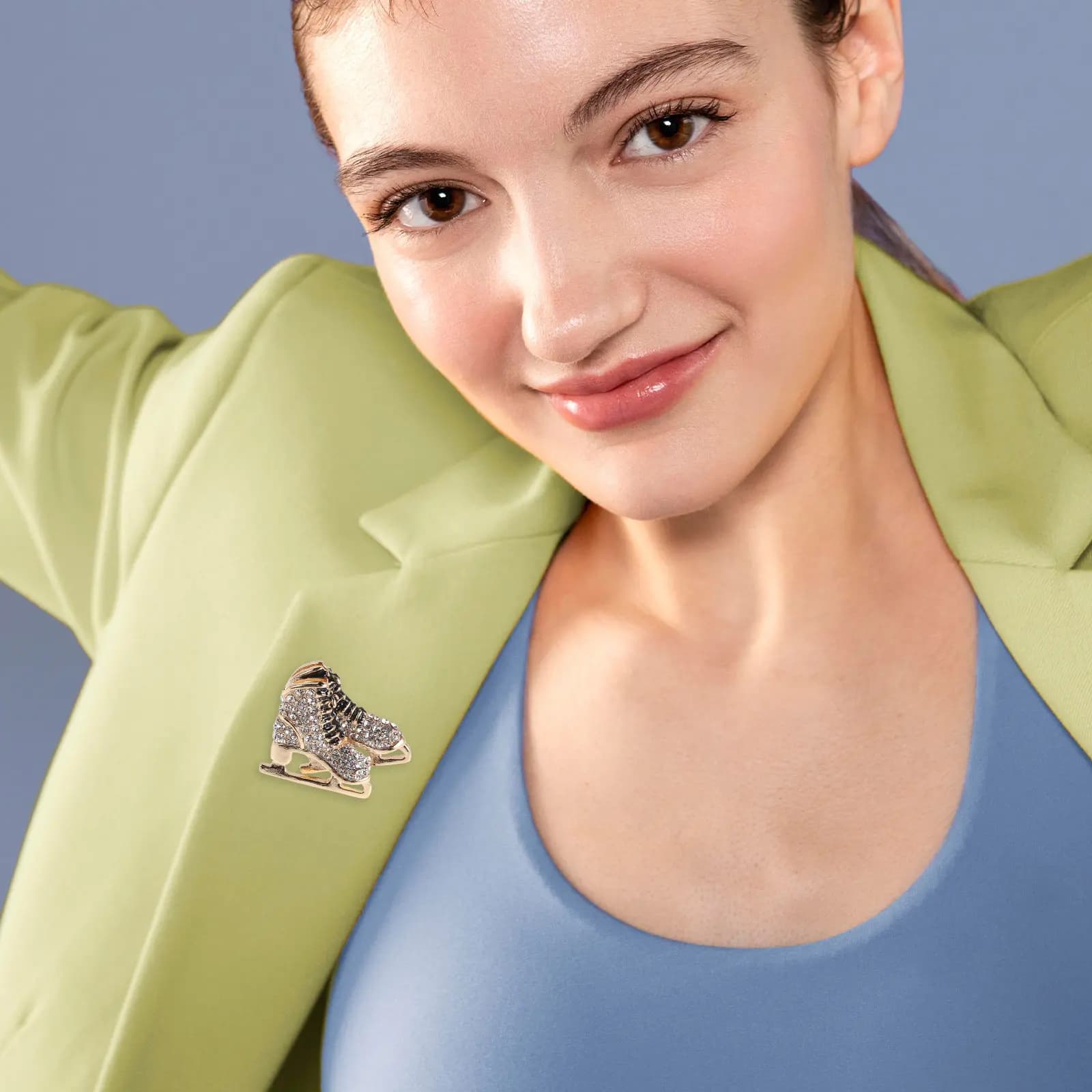 Handcrafted Ice Skater Brooch Pin Retro Style Figure Skating Theme Jewelry for Women Teens Skating Club Gift Winter Sport Fan