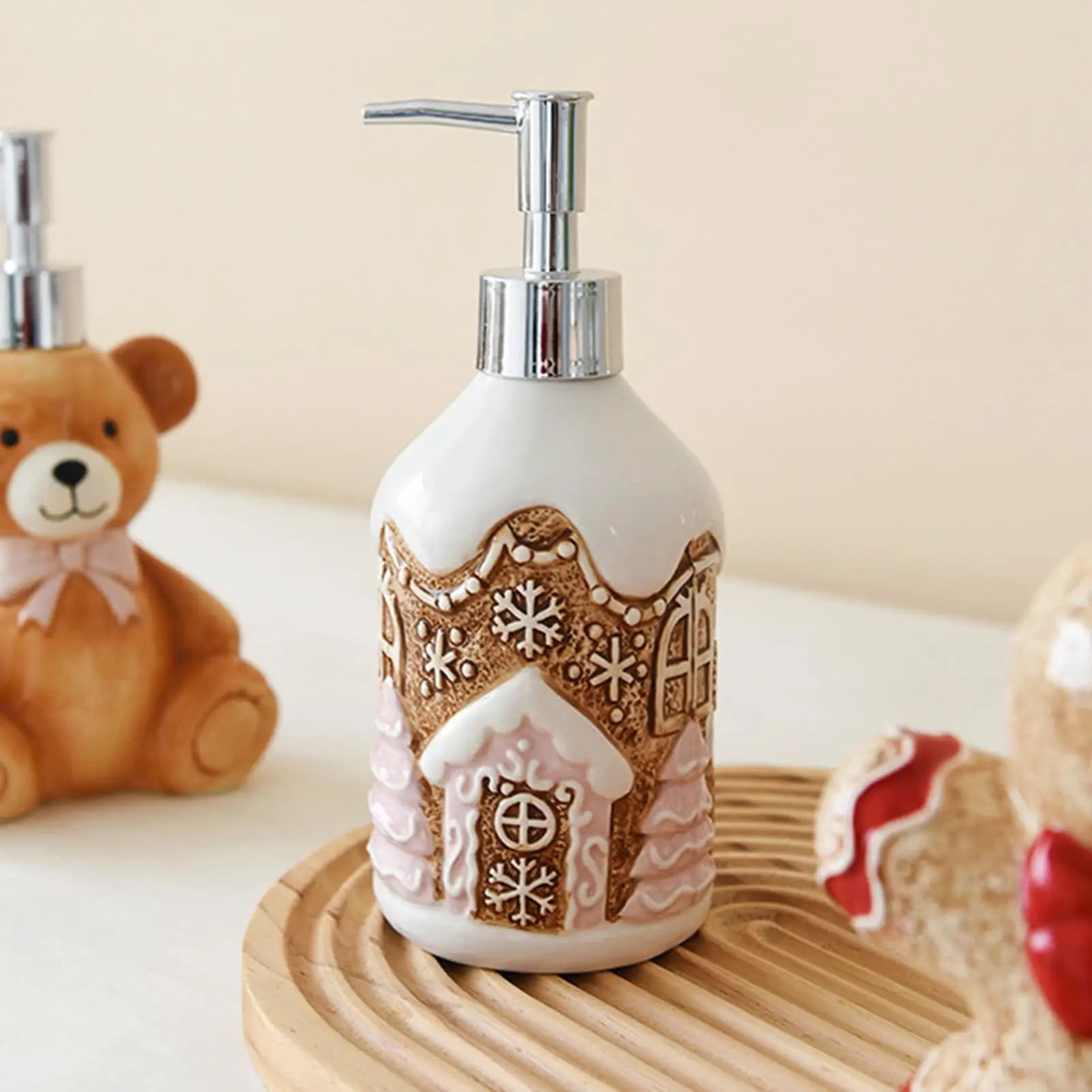 Dispenser di sapone natalizio Bottiglia di lozione ricaricabile Dispenser di sapone per decorazioni natalizie per feste in casa, cucina, controsoffitto, vacanze