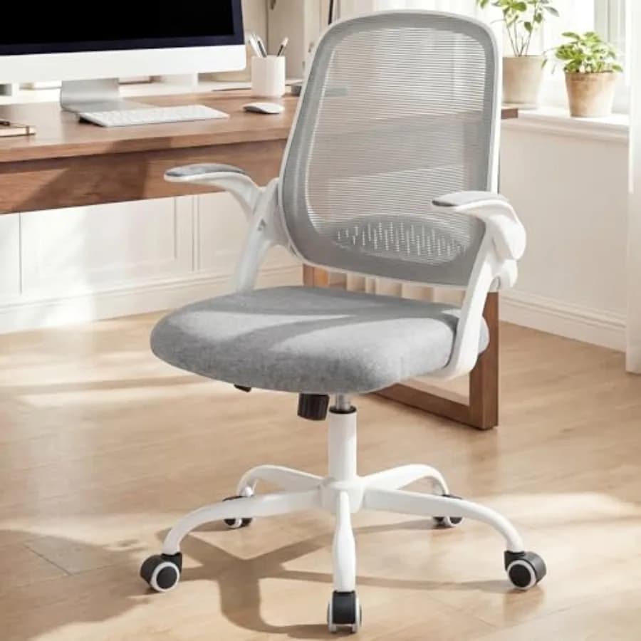 Sedia da Ufficio Ergonomica per Computer e Gaming, Comoda con Schienale in Rete, Braccioli Ribaltabili, Supporto Lombare, Altezza Regolabile e Ruote
