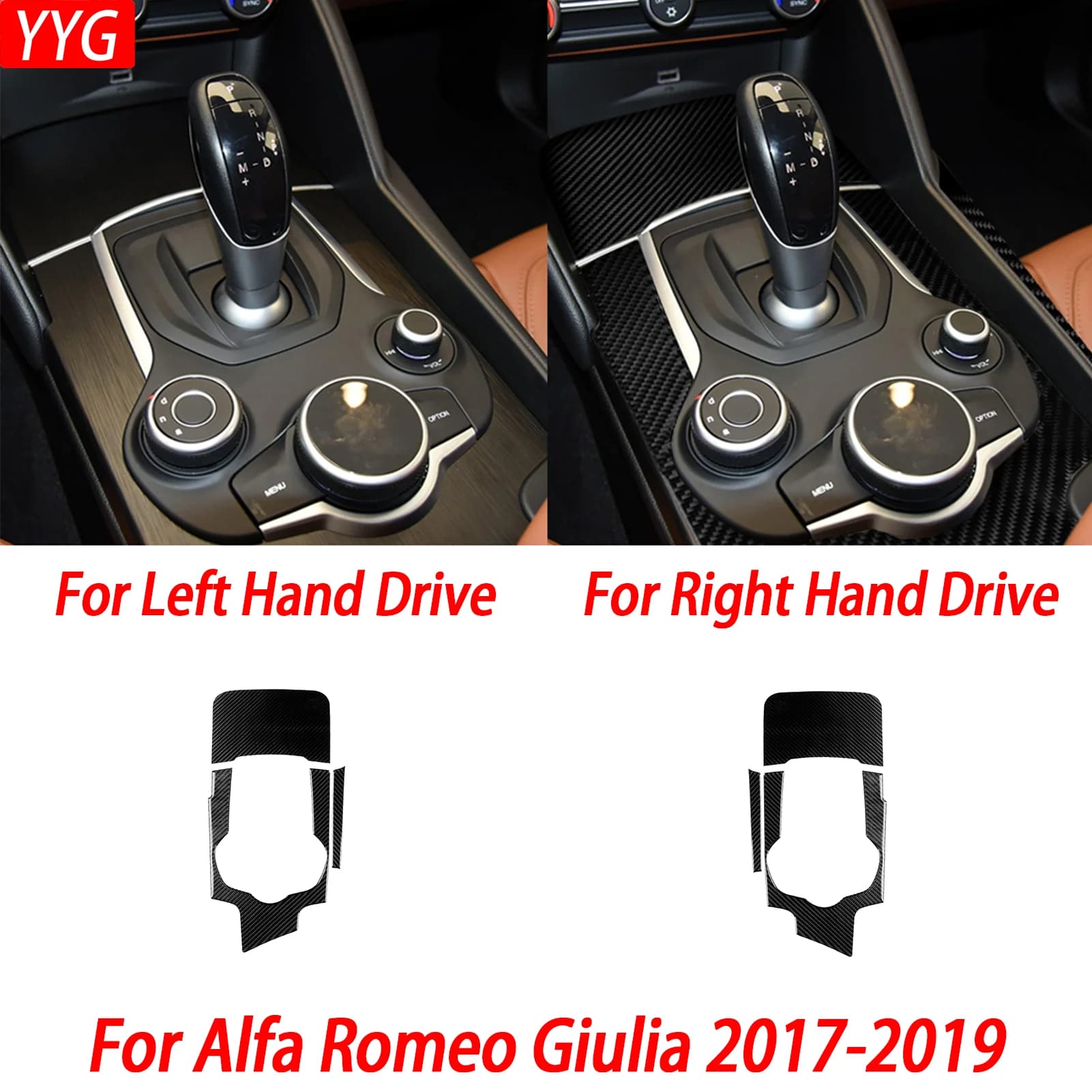 Real Carbon Fiber Style Interior Accessories Car Stickers Gear knob Trim Cover Panel for Alfa Romeo Giulia 2017 2018 2019