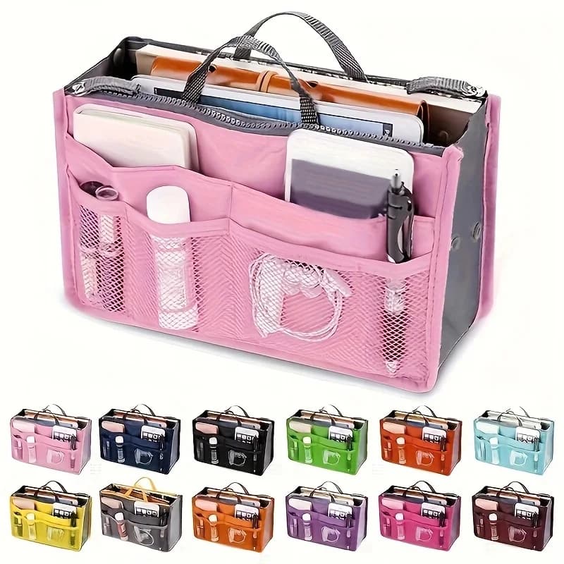 Multifunctional bi-fold storage bag Double zipper Large capacity storage Items for makeup Toiletry Bag Large size classification bag
