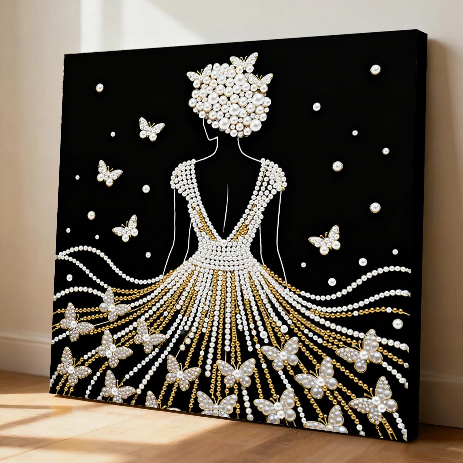 Kit Artistici Fai-da-Te per Pittura con Perle per Adulti Principianti, Decorazione Murale, Dipinti con Perle e Gemme, Arte e Artigianato 25x25cm con Cornice (ZZH015)