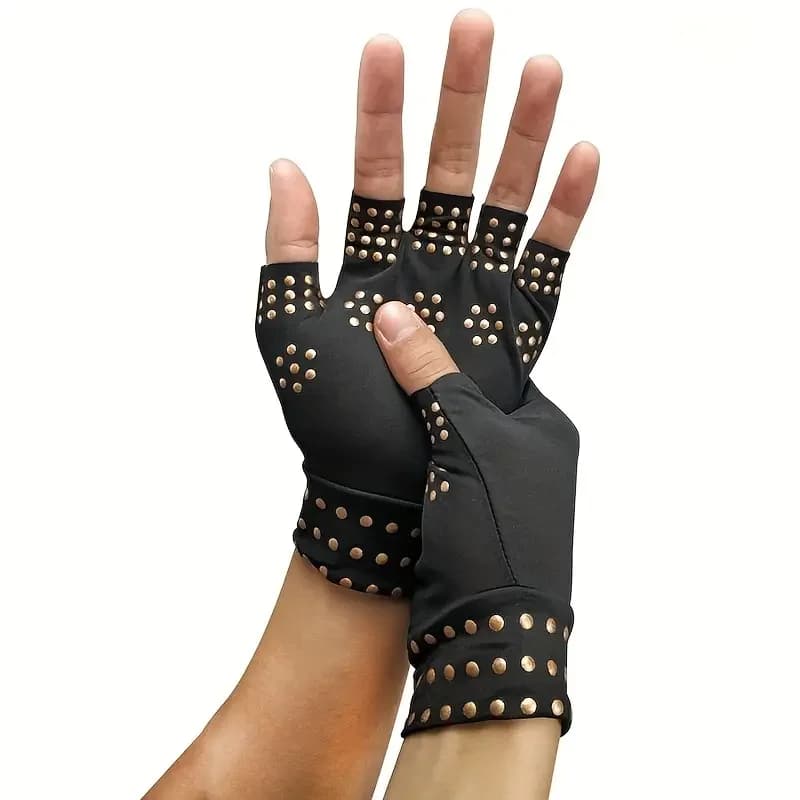 1 paio di guanti per artrite a compressione magnetica: tutore per il polso e guanti antiscivolo per la cura delle mani senza dita per donne e uomini